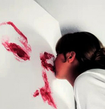 Lip Painter: Marilyn Monroe Portrait Painted Using Lips Lip Painter: Marilyn Monroe Portrait Painted Using Lips