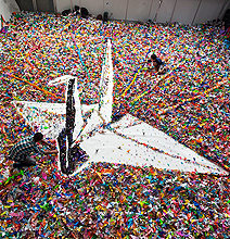 Mega Crane Made Out Of 2 Million Origami Cranes
