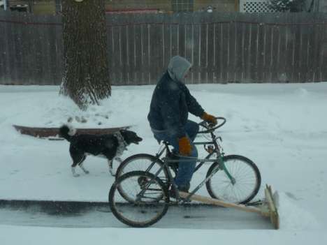 Snow Shuveling Bike Plow