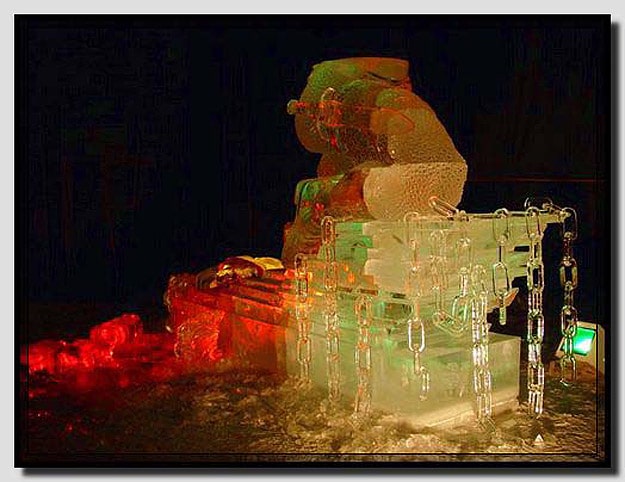 colorful sculptures made with ice