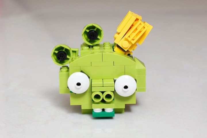 Green Pig Lego Build Closeup