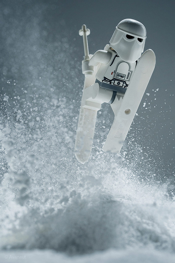 Stormtrooper Skiing Jumping In Snow