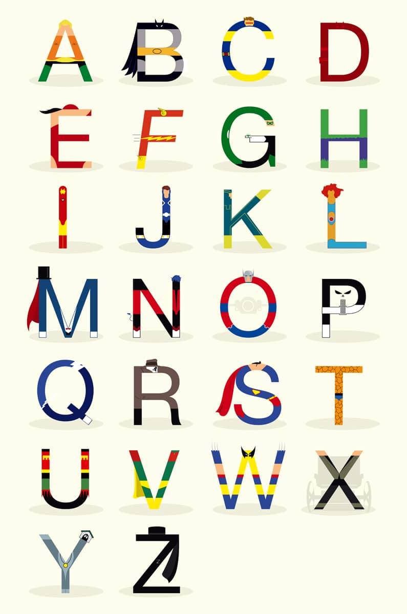 ABC Superheroes Alphabet Design Poster