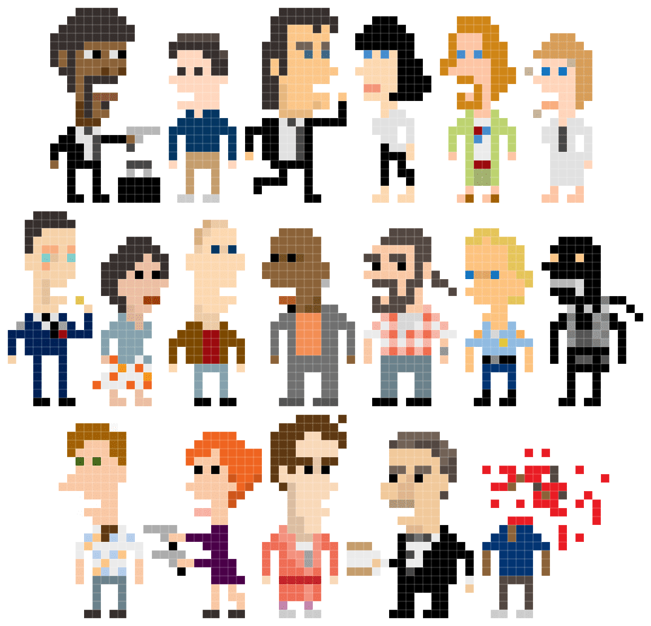 Pulp Fiction Pixelated Character Design