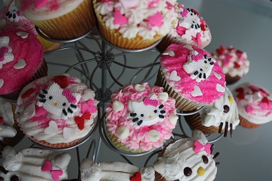Hello Kitty Decorated Cupcakes