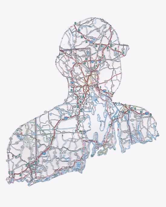 Discarded Map Cut Portrait Concept
