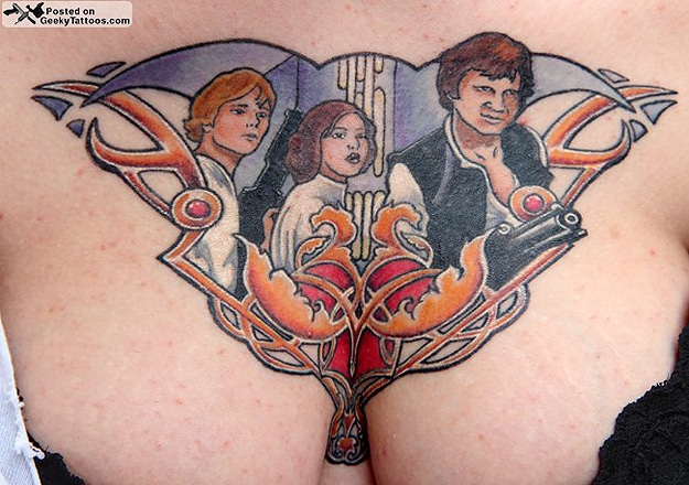 Star Wars Geeky Tattoos Luke Skywalker Cleavage Tattoo