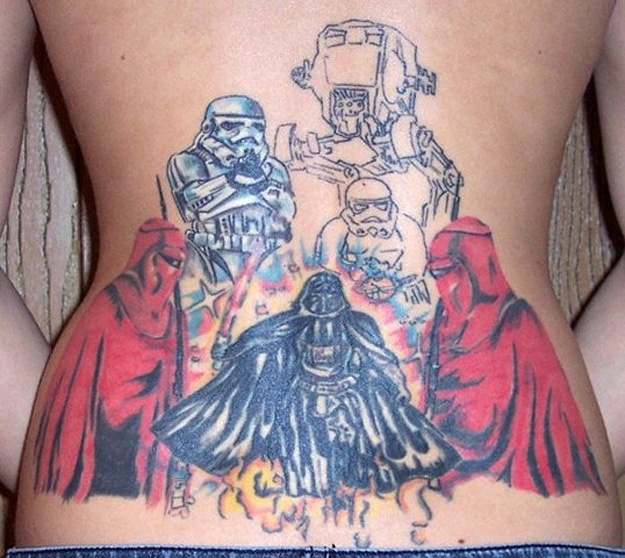 Darth Vader Stormtrooper Back Tattoo