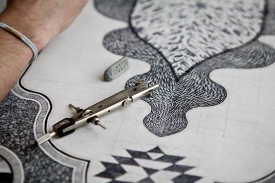 Biro Pencil Illustration Carpet Design