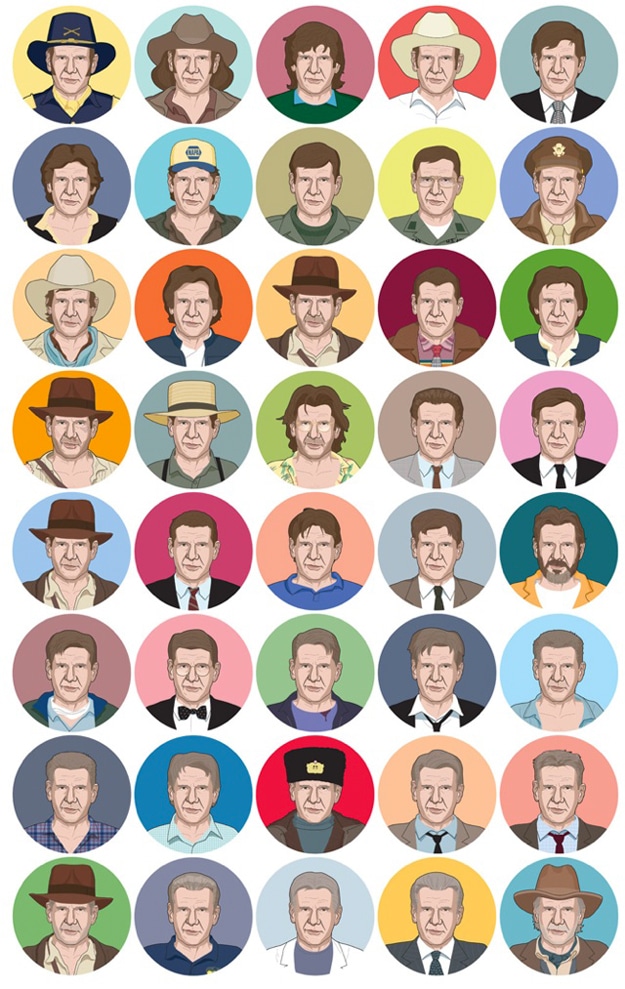 Harrison Ford 40 Face Portraits