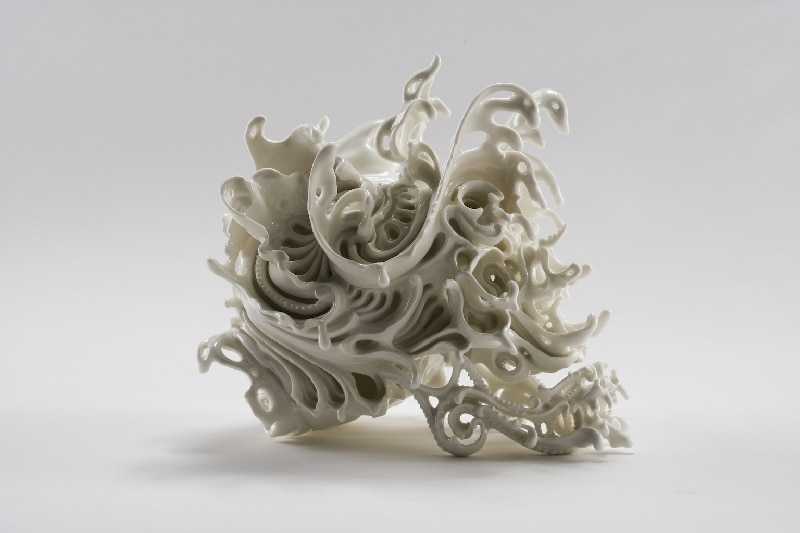 Intricate Porcelain Skull Sculpture Design