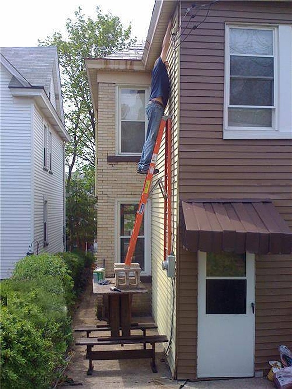 Dangerous Working On Ladder