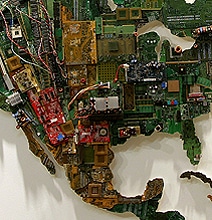 A World Map Created From Recycled Computer Parts A World Map Created From Recycled Computer Parts