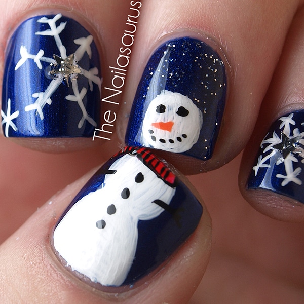 Snowman Frosty Nail Art