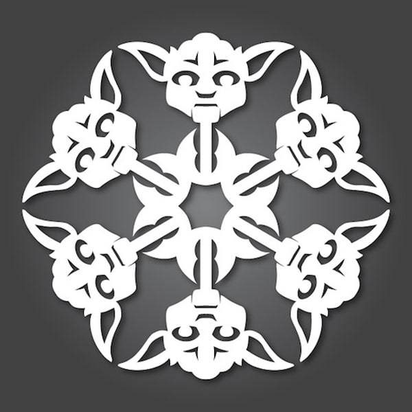 DIY Paper Yoda Snowflakes