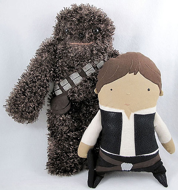 Fuzzy Chewbacca and Luke Toys