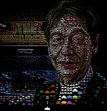 The Invaders: Impressive Space Invaders 8-Bit Mosaic Portrait The Invaders: Impressive Space Invaders 8-Bit Mosaic Portrait