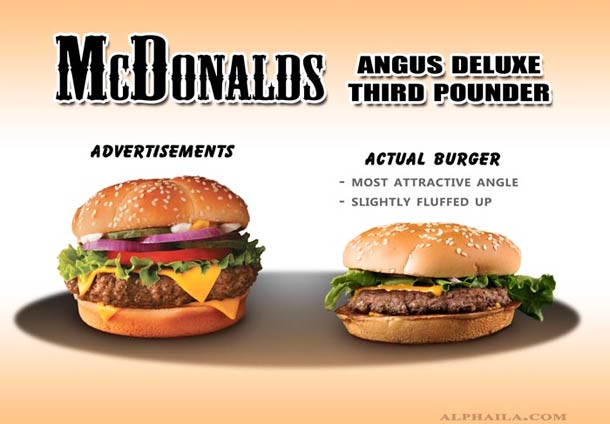 Advertised And Real Burgers Compared