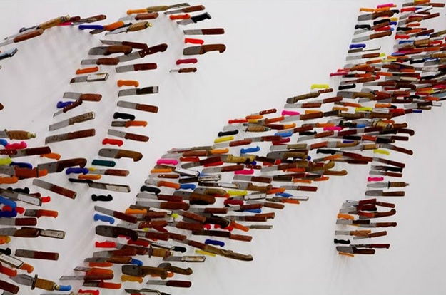 Art Display Made With Knives