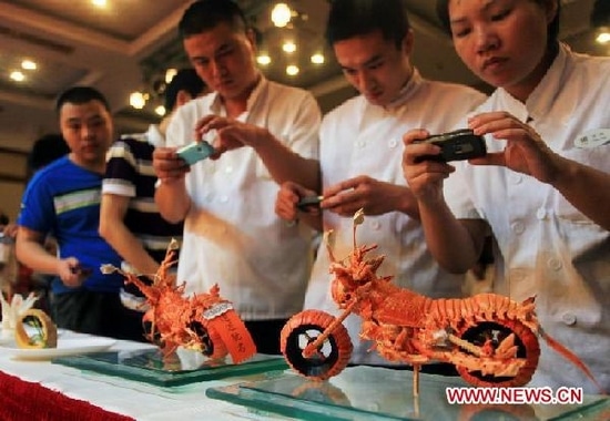 Lobster Motorcycle Food Carving Design