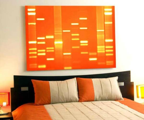 orange bedroom framless print