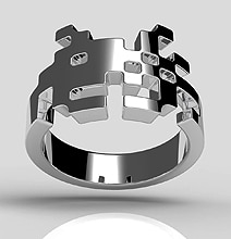 Sterling Silver Space Invaders Ring Proclaims Your Geeky Origin