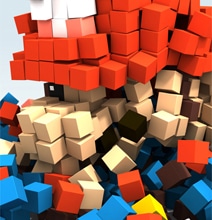 An Abstract Pixelated Mario Created With Colored Blocks