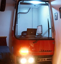 Old Bus Transformed Into A Stylish, Sharp Home Office Old Bus Transformed Into A Stylish, Sharp Home Office