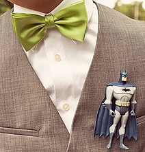 Geek Wedding Idea: Use Superhero Figures As Groomsmen Boutonnieres