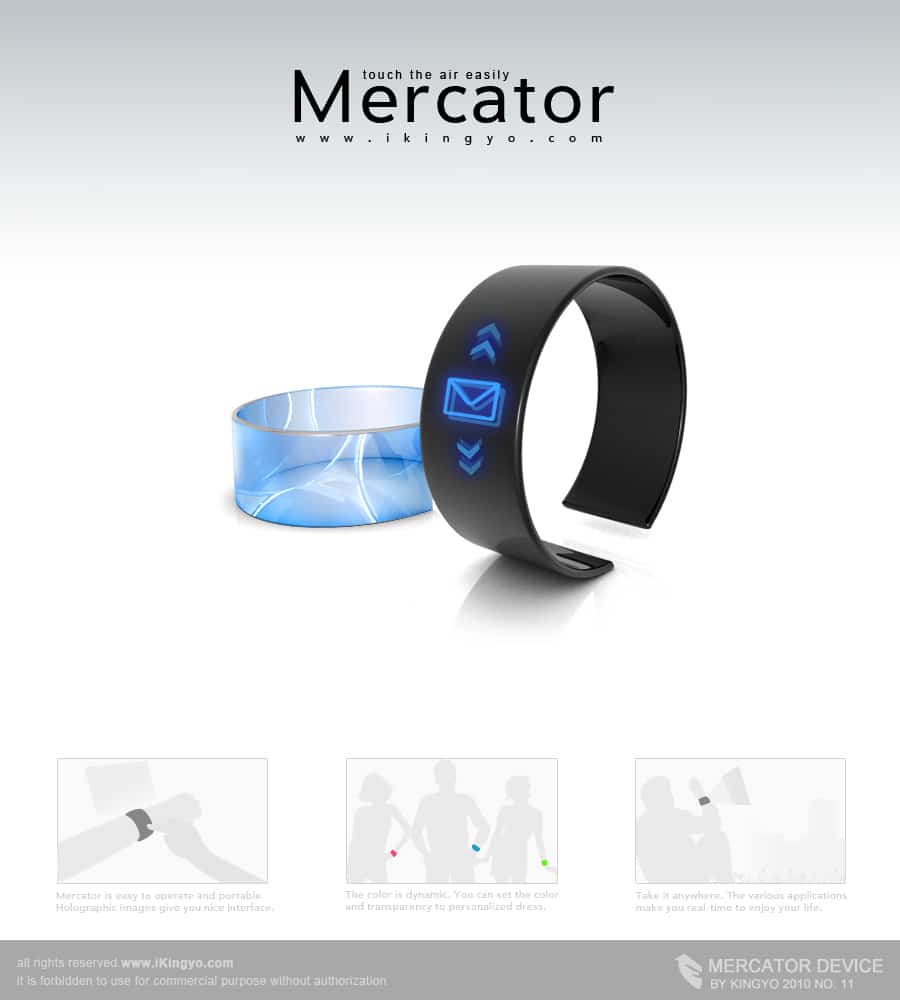 Mercator Holographic Wrist Phone User Interface