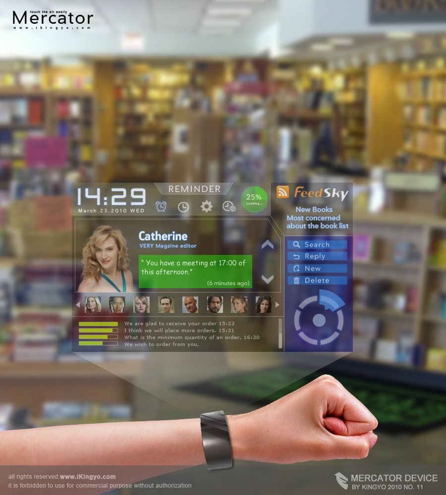 Mercator Holographic Wrist Phone User Interface