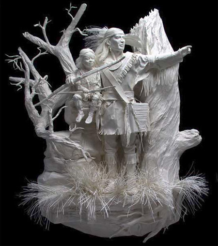 Papercraft Indian and Child Pointing