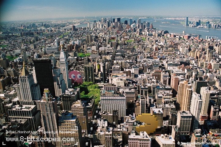 8-Bitscape Photography Mashup Series 8-bit Character City Skyline