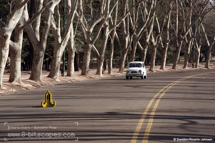 8-Bitscape Photography Mashup Series 8-Bit Roadblock Car View