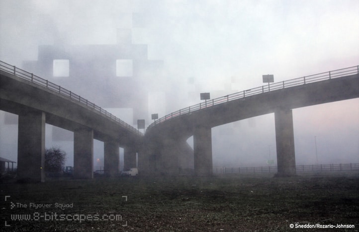 8-Bitscape Photography Mashup Series 8-Bit Epic Bridge Invasion