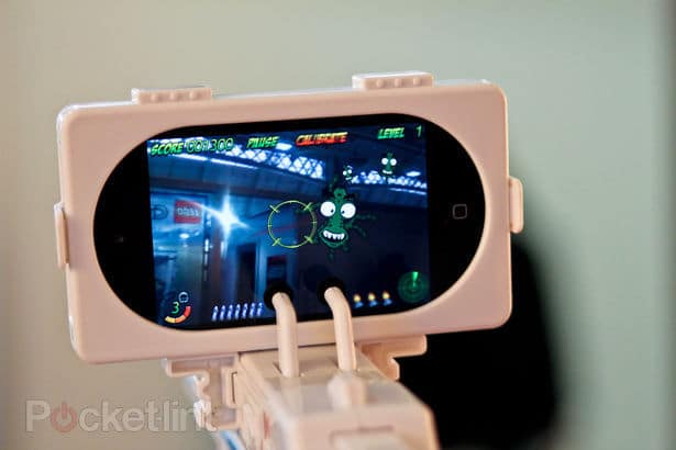 App Gun Game Simulator Toy Closeup iPhone Screen App Gun