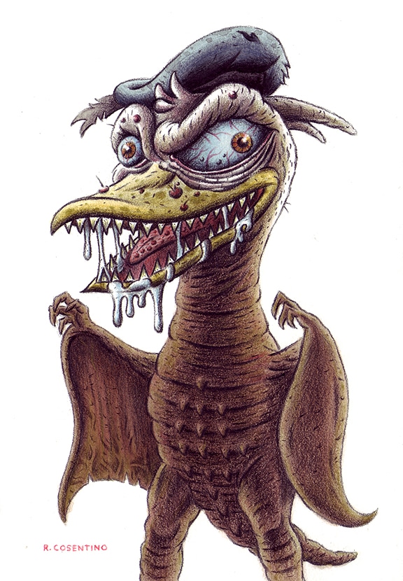 Disney Characters Goes Godzilla Donald Duck as Rodan