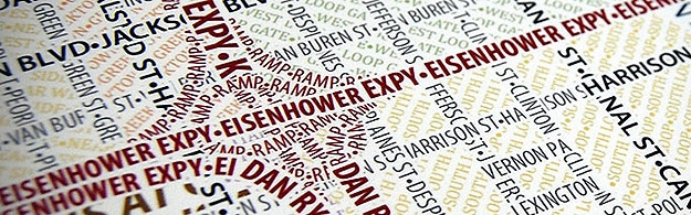 Typography Map of City Streets Handmade Typographic City Maps