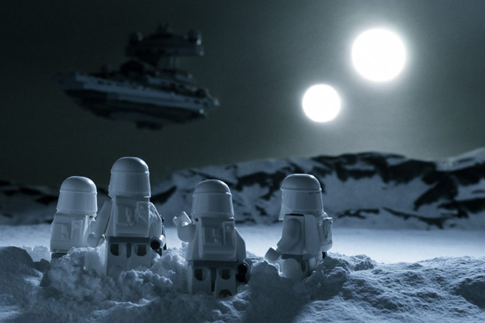Stormtroopers Walking In Snowy Night