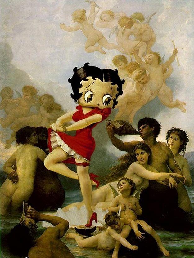 Betty Boop and Famous Cherubs Cartoon Characters In Classic Paintings