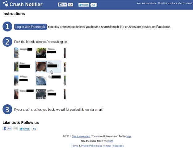Crush Notifier Improves Online Dating Secure Online Dating Facebook Tool