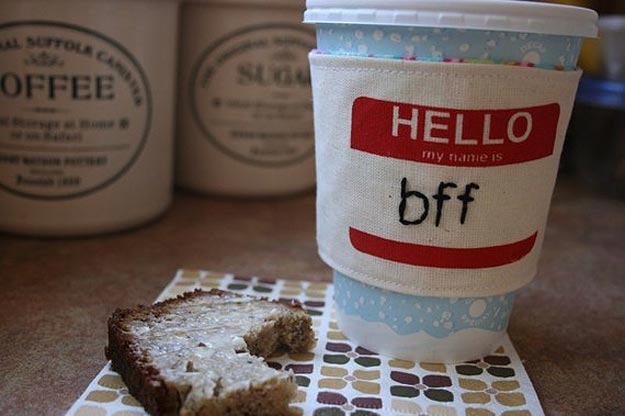Hello My Name Is BFF Geek Inspired Coffee Cup Sleeves
