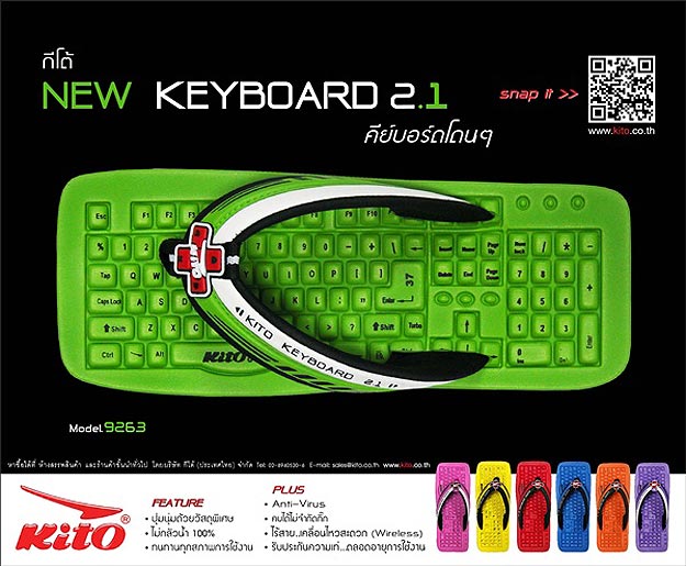Kito Keyboard Flip Flops Geek Footwear Sandals Keyboard