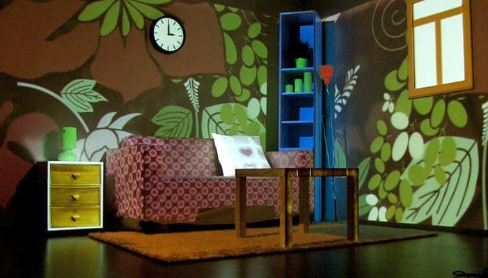 Wallpaper Couch Table Color Projector
