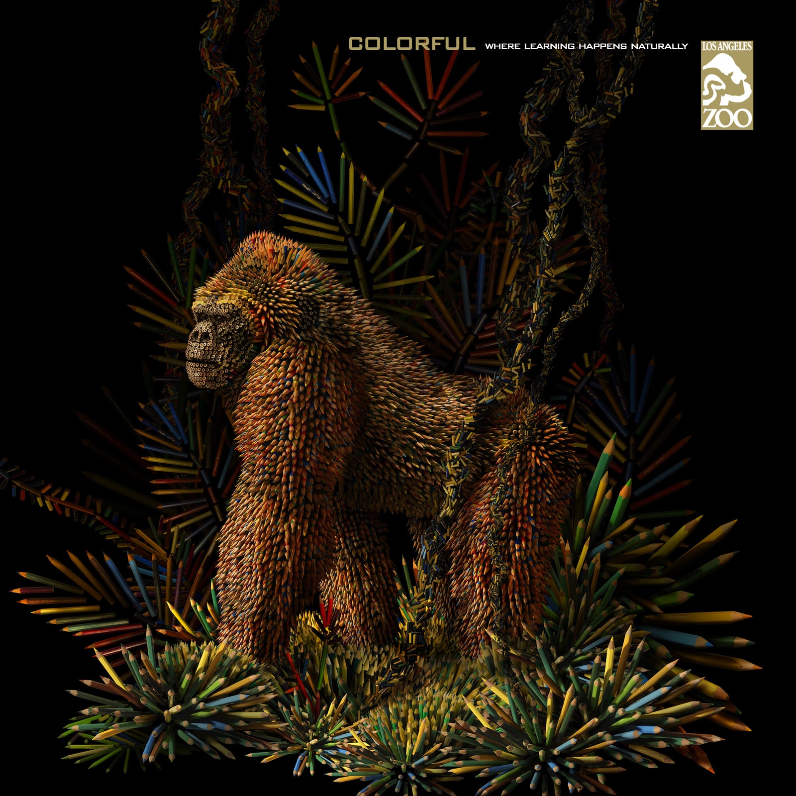 Los Angeles Zoo Ad Campaign Monkey Created With Color Pens