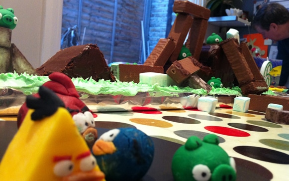 Edible Angry Birds Marzipan Cake