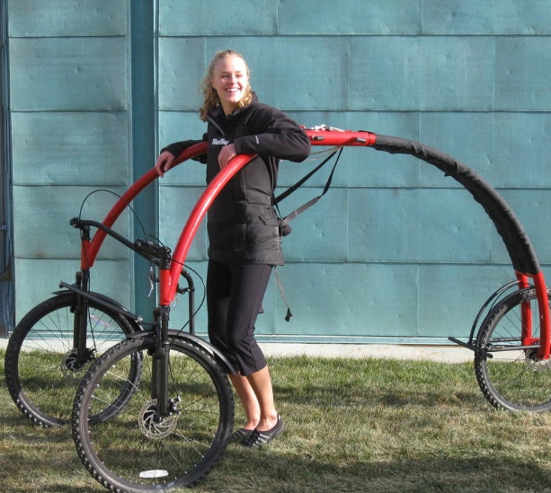StreetFlyer Flying Sensation Experience Prototype Standing Beside The SteertFlyer Prototype