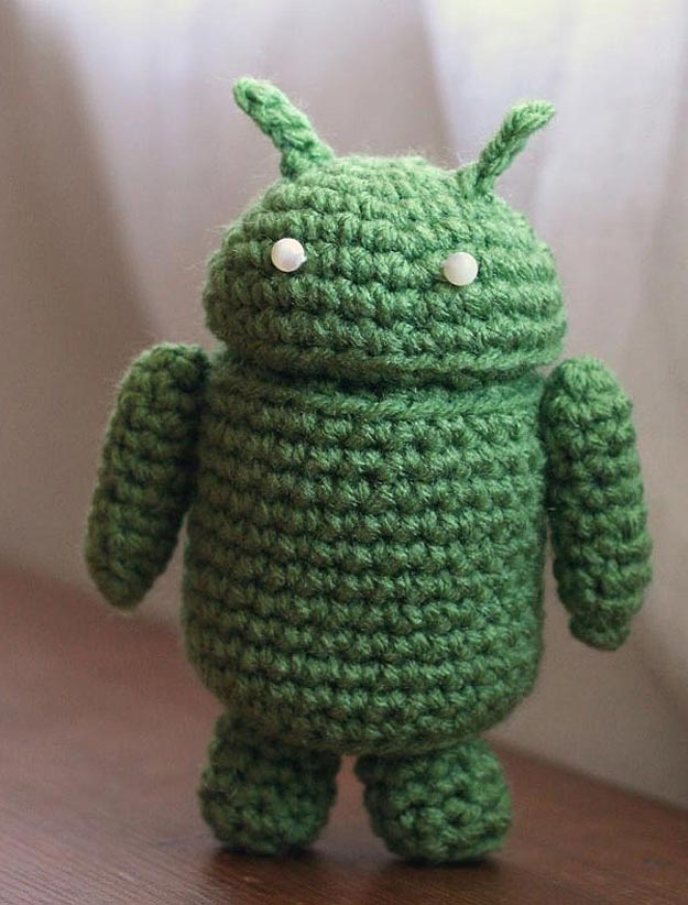 Green Crocheted Android Droid Figures Geeky Granny Crochet Android