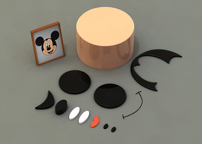Deconstructed Disney 3D Character Design Parts Of Mickey Mouse Build