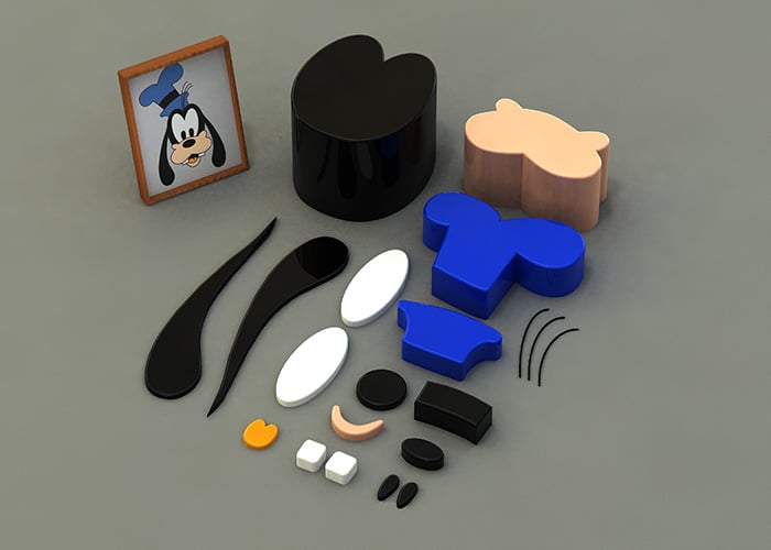 Deconstructed Disney 3D Character Design Parts Of Goofy 3D Build